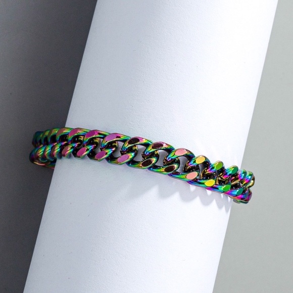 Any 2/$20! Rainbow Clasp Chain Unisex Bracelet - Picture 4 of 8